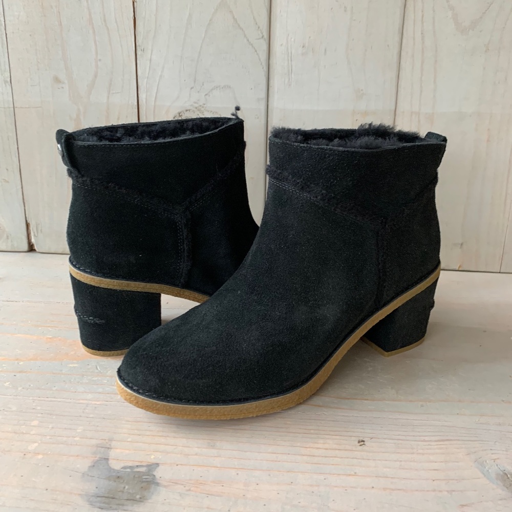 UGG Black Ankle Boots with Tan Sole